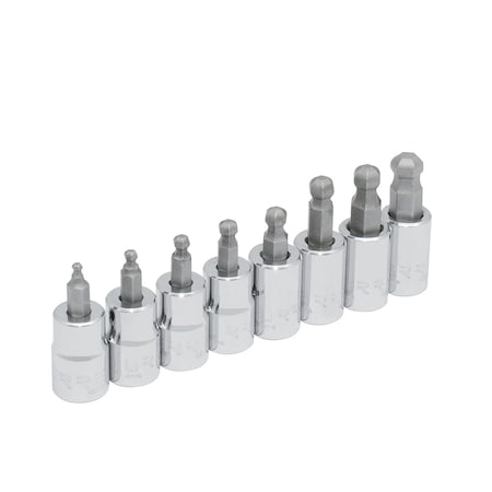 Urrea 3/8" Drive Ball End Hexagonal Bit, Metric, 8 pcs 4990BDM